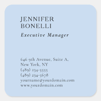 Professional minimalist modern trendy pale blue square sticker
