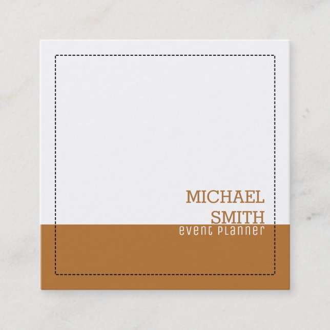 Professional Minimalist Modern White & Copper Square Business Card (Front)