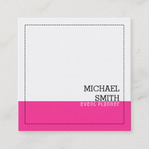 Professional Minimalist Modern White Hot Pink Square Business Card