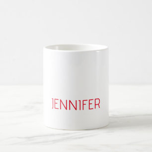 Professional minimalist modern white red name coffee mug