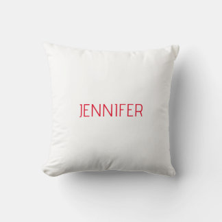 Professional minimalist modern white red name cushion