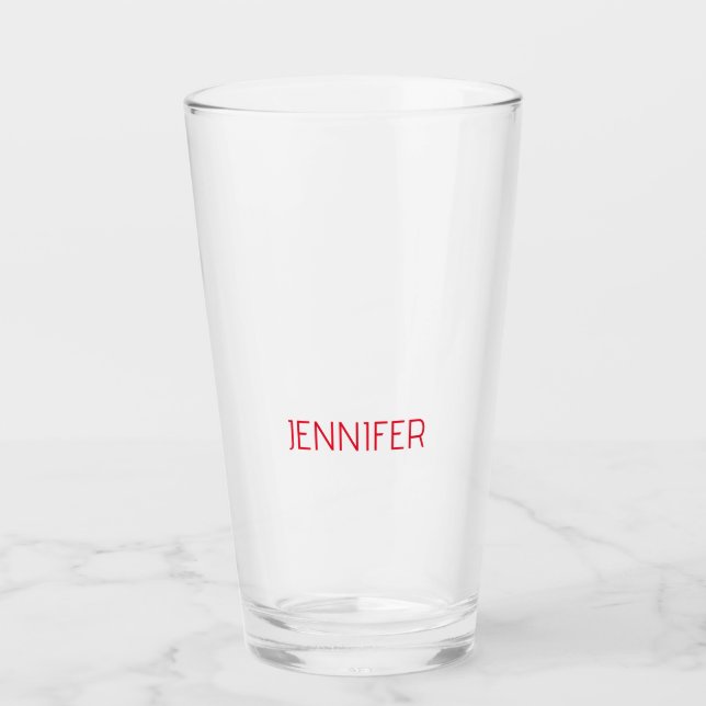 Professional minimalist modern white red name glass (Front)