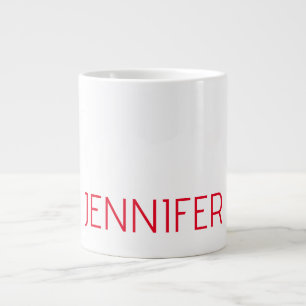 Professional minimalist modern white red name large coffee mug