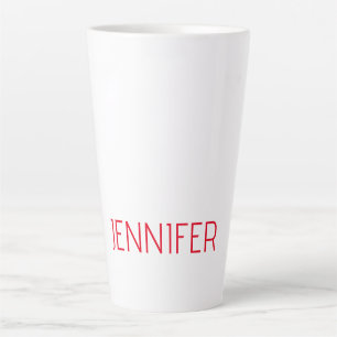 Professional minimalist modern white red name latte mug