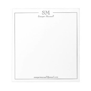Professional Minimalist Monogram Name Business Notepad
