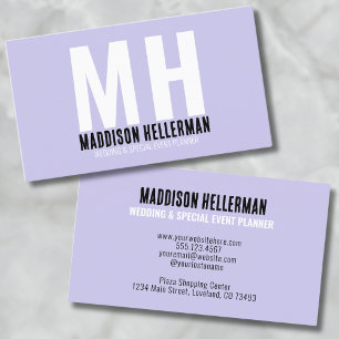 Professional Minimalist Monogram Purple Business Card