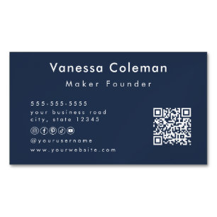 Professional Minimalist Navy Blue Business Card