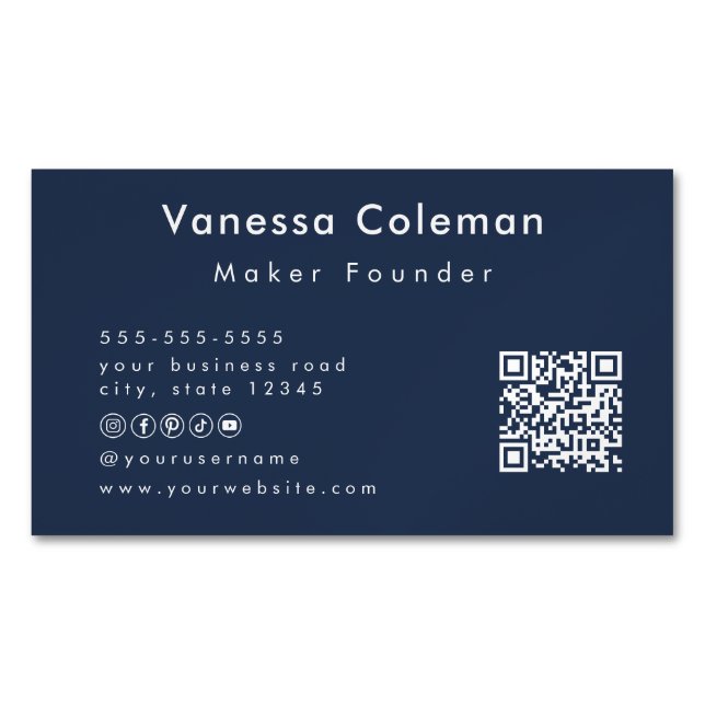 Professional Minimalist Navy Blue Business Card (Front)