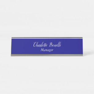 Professional Minimalist Navy Blue Desk Name Plate