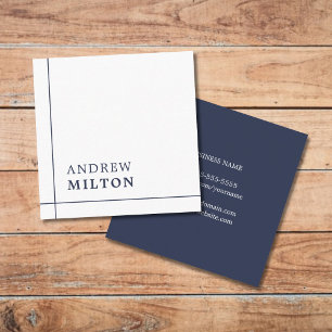 Professional Minimalist Navy Blue Lines Consultant Square Business Card