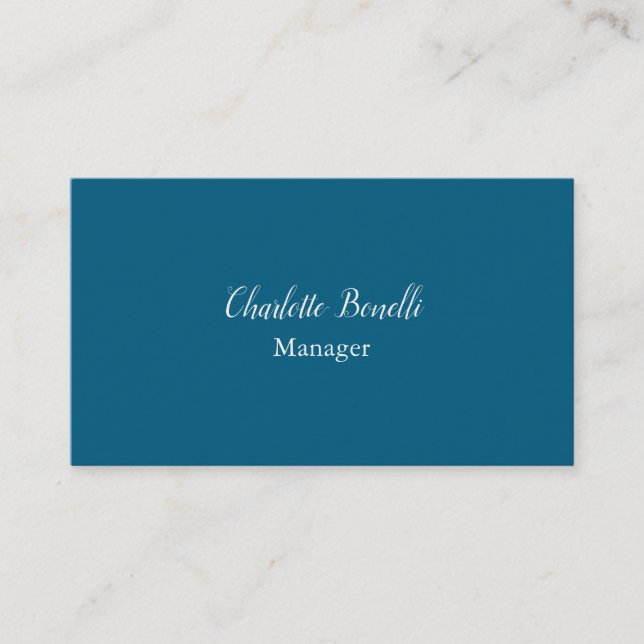 Professional Minimalist Ocean Blue Business Card (Front)