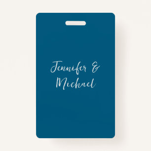 Professional minimalist ocean blue calligraphy ID badge