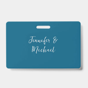 Professional minimalist ocean blue calligraphy ID badge