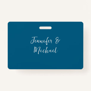 Professional minimalist ocean blue calligraphy ID badge