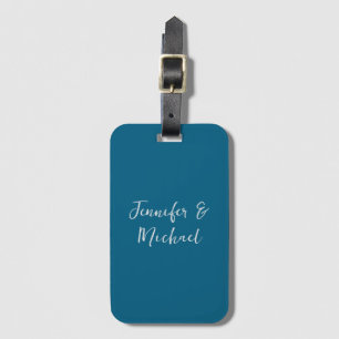 Professional minimalist ocean blue calligraphy luggage tag