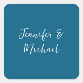 Professional minimalist ocean blue calligraphy square sticker