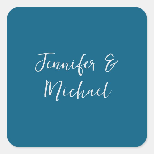 Professional minimalist ocean blue calligraphy square sticker (Front)