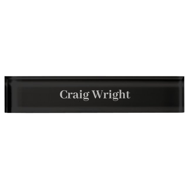 Professional Minimalist Plain Black Personalized Nameplate (Front)