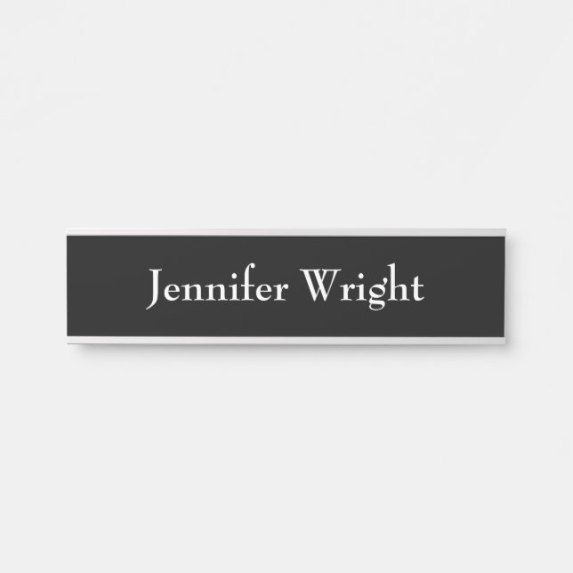 Professional minimalist plain black white classic door sign (Front)