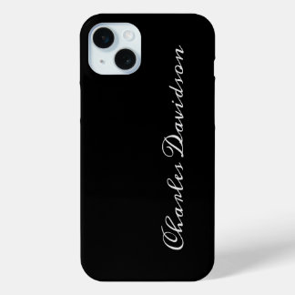 Professional Minimalist Plain Calligraphy Black iPhone 15 Mini Case