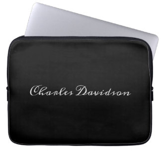 Professional Minimalist Plain Calligraphy Black Laptop Sleeve