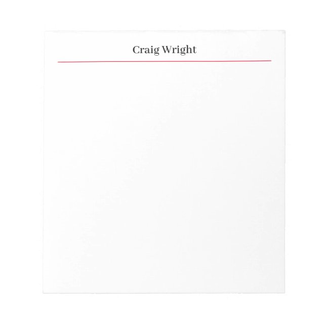 Professional Minimalist Plain Classic Personalised Notepad (Front)