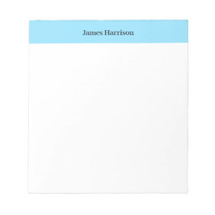 Professional Minimalist Plain Classical Blue White Notepad