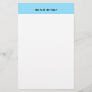 Professional Minimalist Plain Classical Blue White Stationery