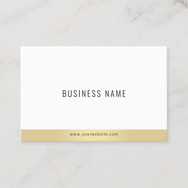 Professional Minimalist Plain Elegant Gold White Business Card (Front)