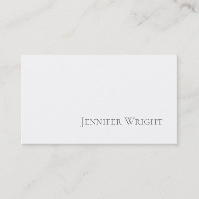 Professional minimalist plain grey white  business card (Front)