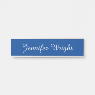Professional minimalist plain modern blue door sign