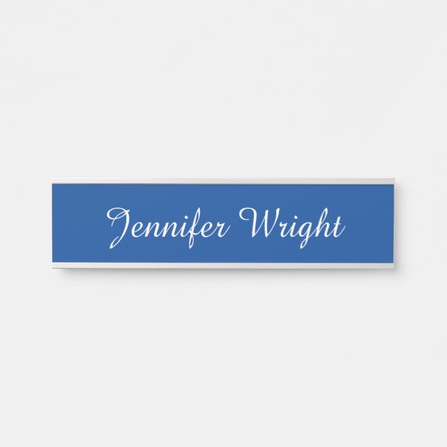 Professional minimalist plain modern blue door sign (Front)