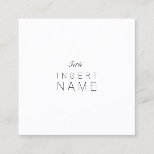 Professional Minimalist Plain Noir et Blanc Square Business Card