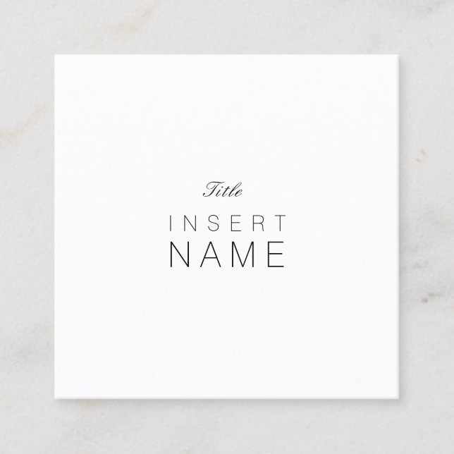 Professional Minimalist Plain Noir et Blanc Square Business Card (Front)