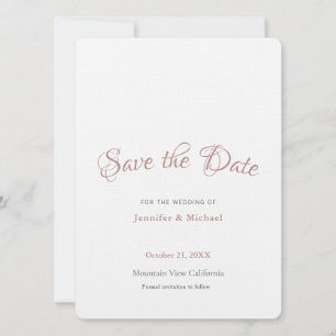 Professional Minimalist Plain Rose Gold Colour Save The Date