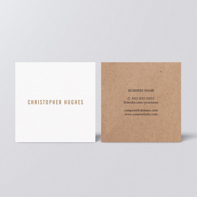 Professional Minimalist Printed Kraft White Square Business Card (Creator Uploaded)
