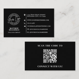 Professional Minimalist QR Code Logo Black Business Card