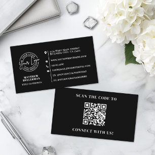 Professional Minimalist QR Code Logo Black Business Card