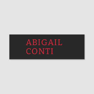 Professional minimalist red black modern name tag
