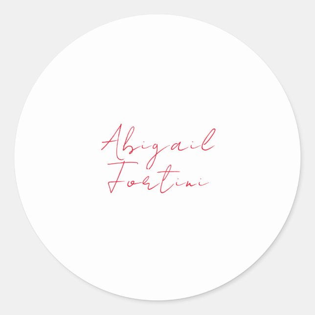 Professional minimalist red white modern classic round sticker (Front)