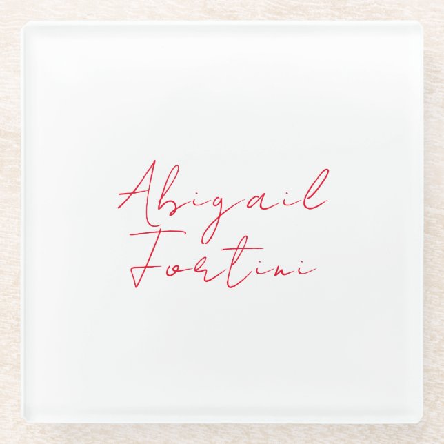 Professional minimalist red white modern glass coaster (Front)