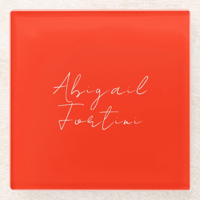 Professional minimalist red white modern glass coaster (Front)