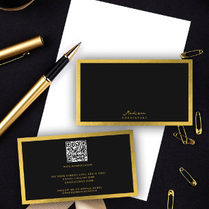 Professional Minimalist Script Luxury Black & Gold Business Card