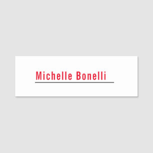 Professional Minimalist Simple White Modern Plain Name Tag