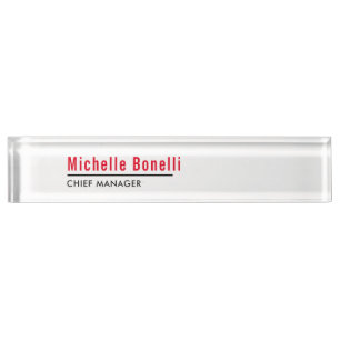 Professional Minimalist Simple White Modern Plain Nameplate