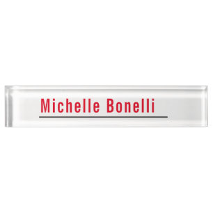 Professional Minimalist Simple White Modern Plain Nameplate