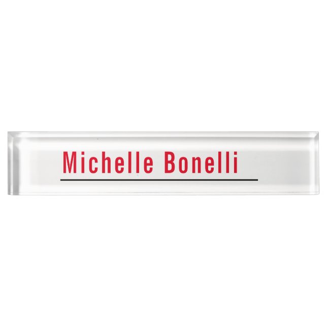 Professional Minimalist Simple White Modern Plain Nameplate (Front)