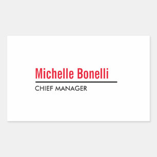 Professional Minimalist Simple White Modern Plain Rectangular Sticker
