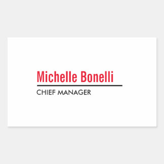 Professional Minimalist Simple White Modern Plain Rectangular Sticker