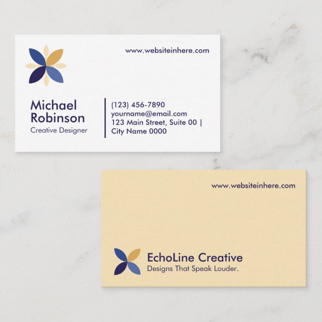 Professional Minimalist Stylish Floral Creative  Business Card (Front/Back)